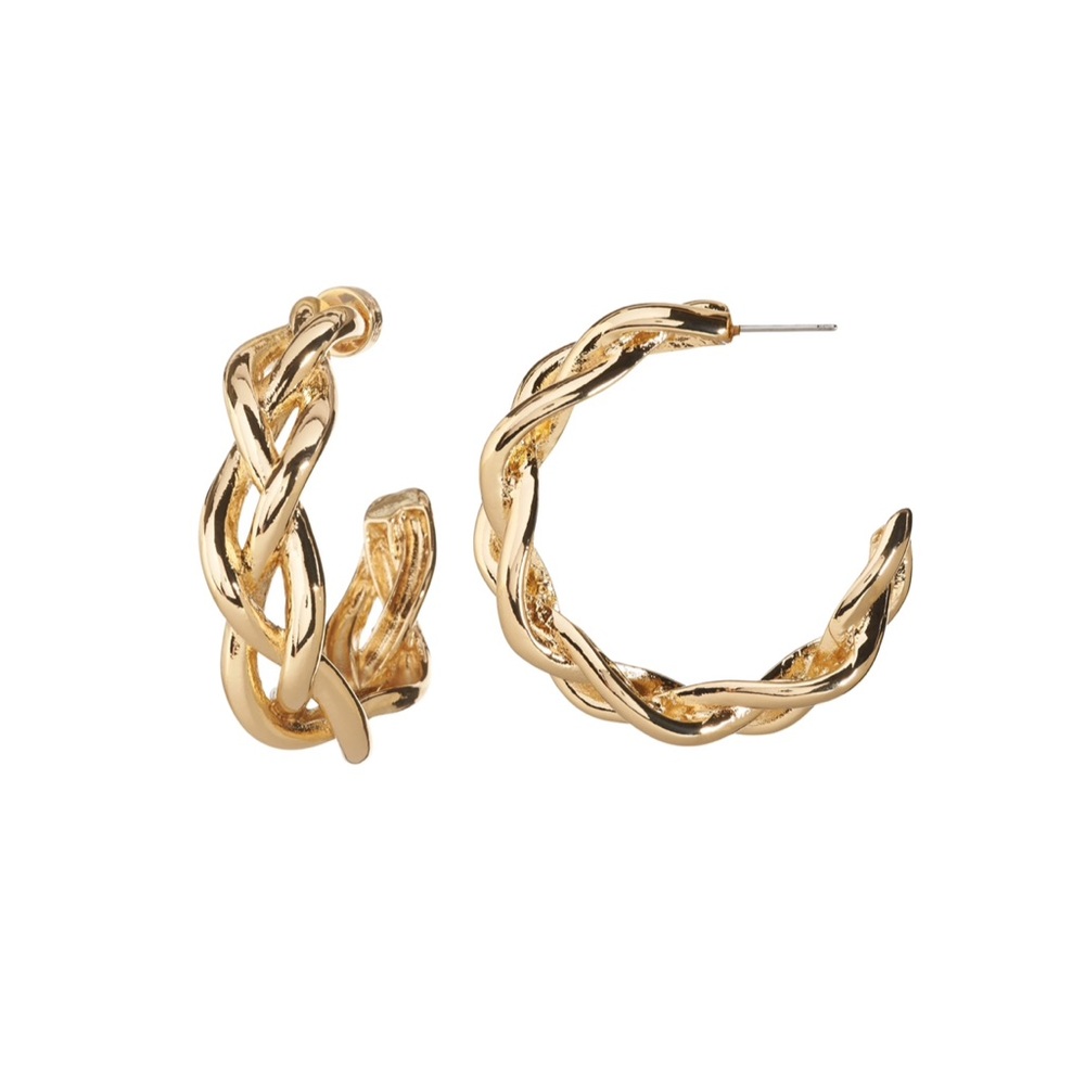 Banana Republic Gold Twisted Large Hoop Earrings nwt